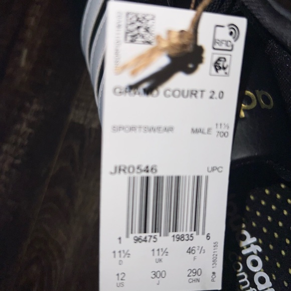 Adidas Men’s Grand Court 2.0 Black and Gold Sneakers - Picture 2 of 6